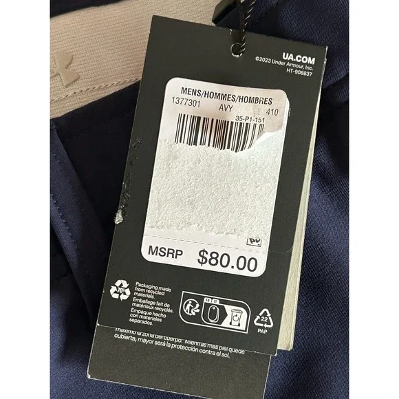 Under Armour Men's Performance Golf Pants Tapered 40 x 30 Navy - Picture 6 of 10